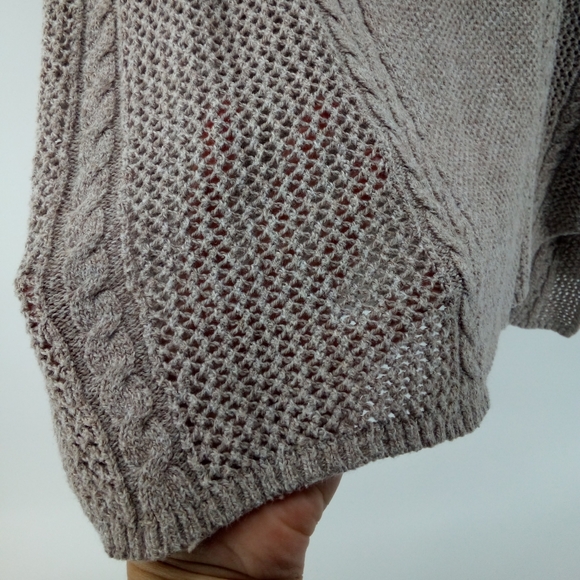 AEO 2017 Wool Cotton Blend Open Knit Oatmeal Tan Sweater S Beach Summer Fall - Picture 6 of 13